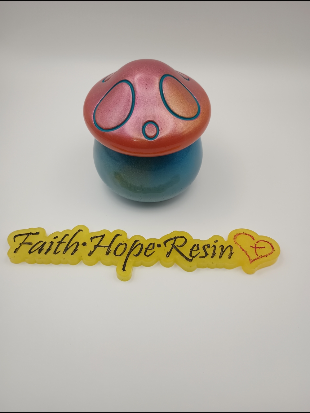 Pink and Blue Decorative Mushroom Jar/Container
